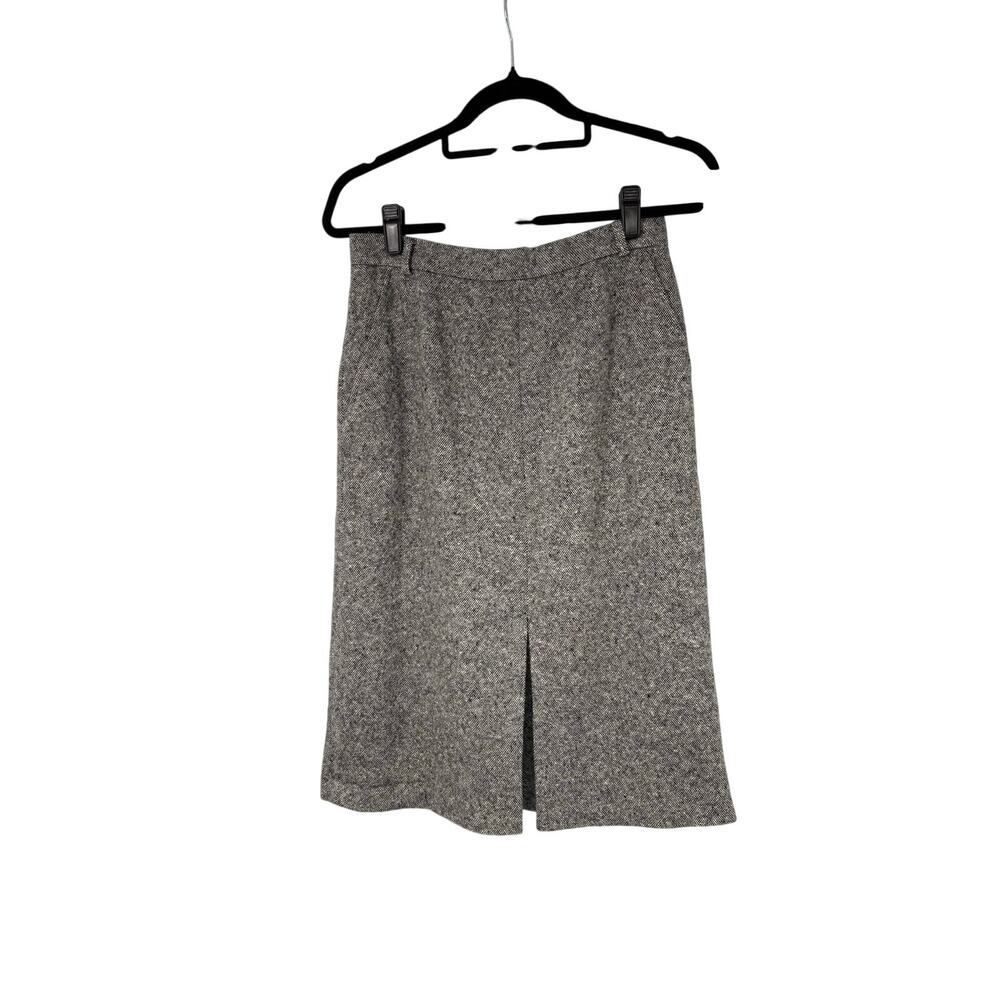 Max Mara Gray Pencil Skirt Knit 100% Wool Designer Size 8 Medium Made in Italy